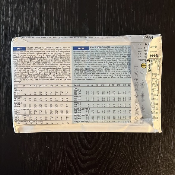 Vintage Dress and Culotte Dress Sewing Pattern: Butterick - Picture 2 of 4